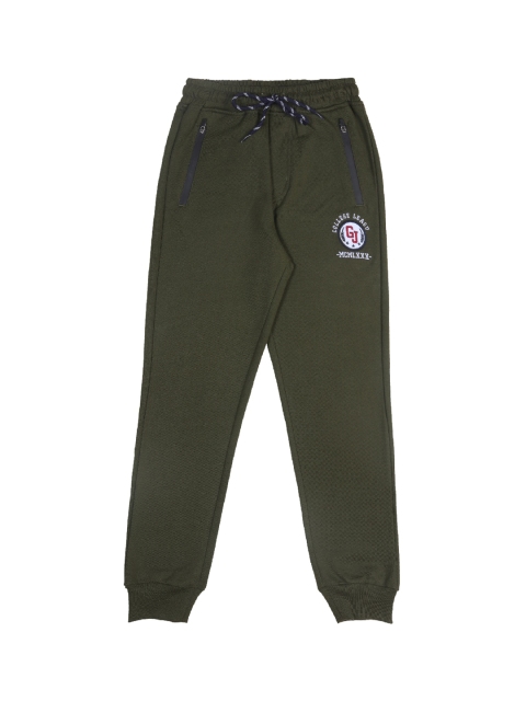 

Gini and Jony Boys Olive Solid Cotton Joggers