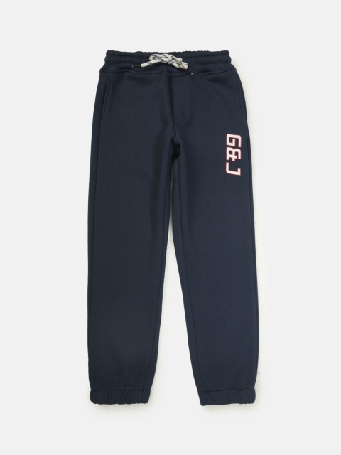 

Gini and Jony Boys Blue Solid Cotton Joggers