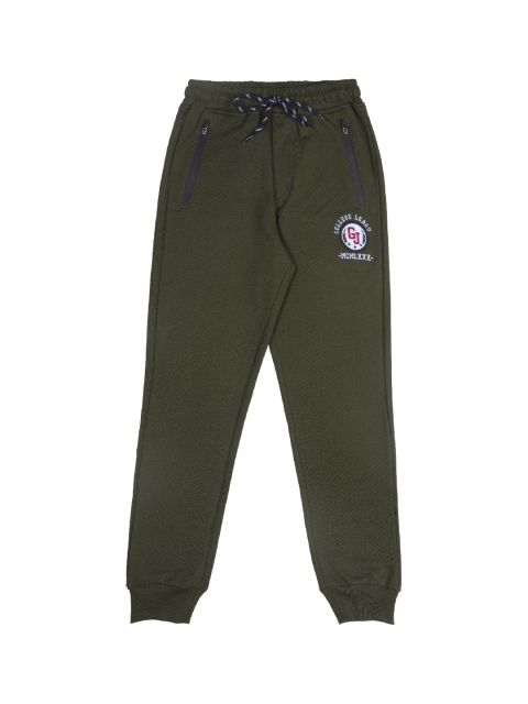 

Gini and Jony Boys Olive-Green Solid Cotton Joggers