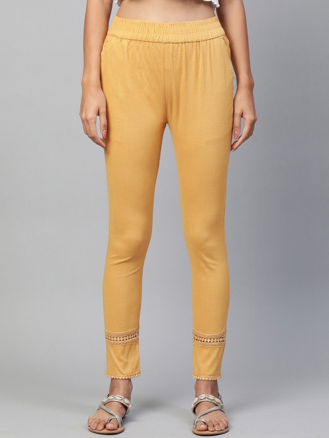 

FASHOR Women Yellow Comfort Skinny Fit Trousers
