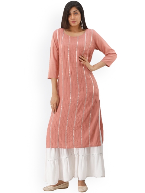 

SINGNI Women Rose Striped Kurta with Palazzos