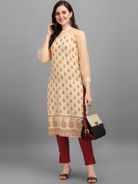 

SANISA WomenCream-Coloured Floral Printed Kurta, Cream