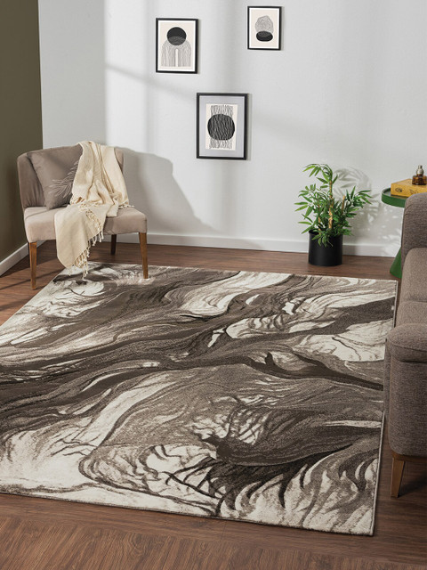 

OBSESSIONS Taupe & Beige Abstract Contemporary Anti Skid Carpet