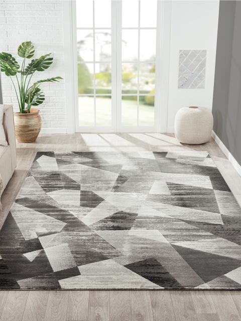 

OBSESSIONS Grey & Black Abstract Polypropylene Carpet