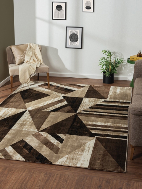 

OBSESSIONS Brown Polypropylene Geometric Carpets