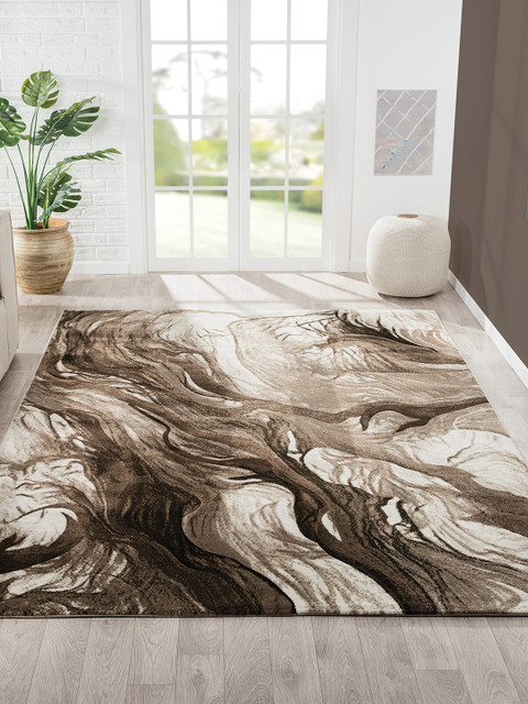 

OBSESSIONS Brown Textured Abstract Carpet