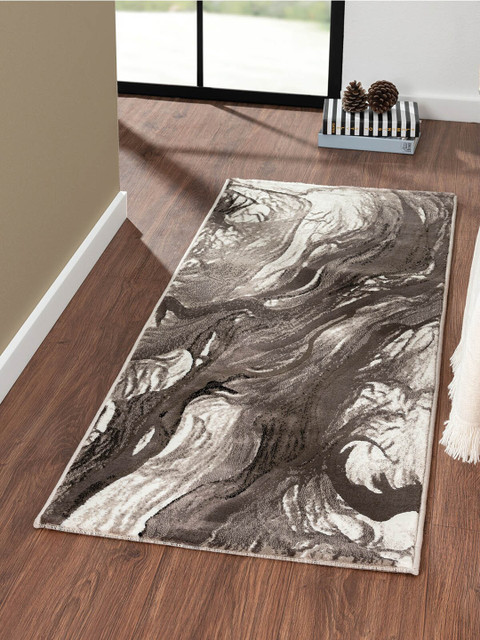 

OBSESSIONS Grey & White Abstract Floor Runner