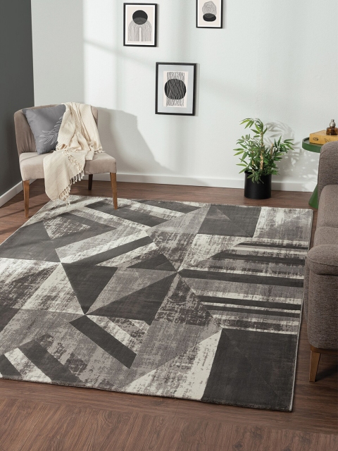 

OBSESSIONS Polypropylene Geometric Carpet, Grey