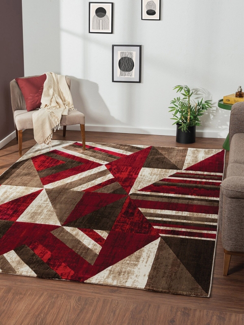 

OBSESSIONS Brown & Red Geometric Polypropylene Carpets