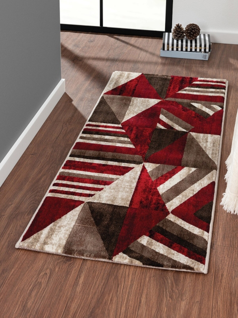 

OBSESSIONS Brown & Red Geometric Floor Runner