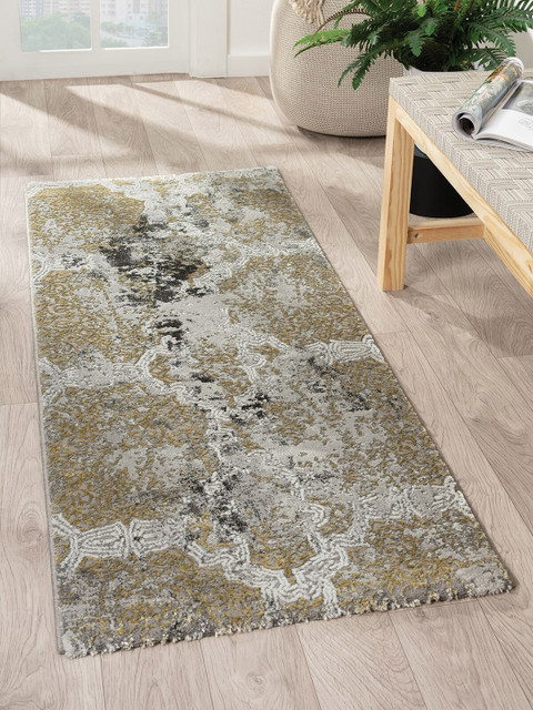 

OBSESSIONS Grey Textured Abstract Floor Runner