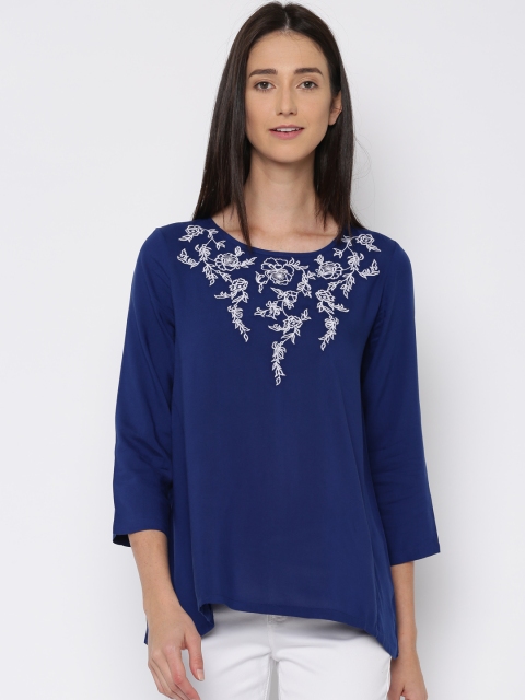 

AND Blue Embroidered Top