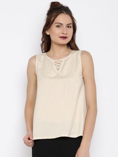 

AND Women Off-white Solid Regular Top