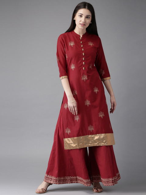 

Moda Rapido Women Maroon Printed A-Line Kurta