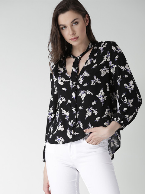 

FOREVER 21 Women Black Printed Top