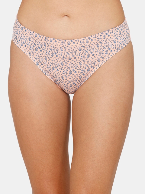 

Zivame Women Pink & Blue Printed Pure Cotton Thongs