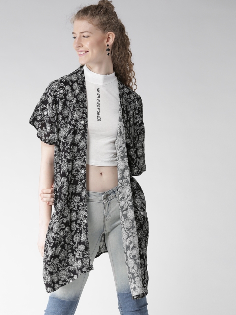 

FOREVER 21 Black Floral Print Shrug