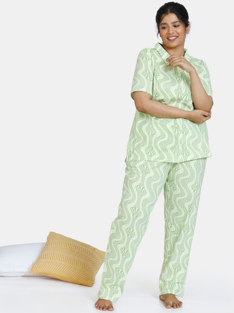 

Zivame Women Blue Printed Night suit