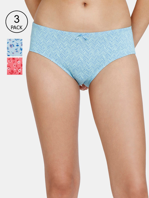 

Zivame Women Pack Of 3 Assorted Hipster Briefs, Blue