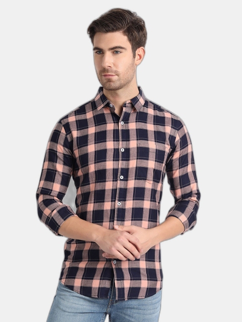 

SORATIA Men Pink Slim Fit Tartan Checks Checked Casual Shirt