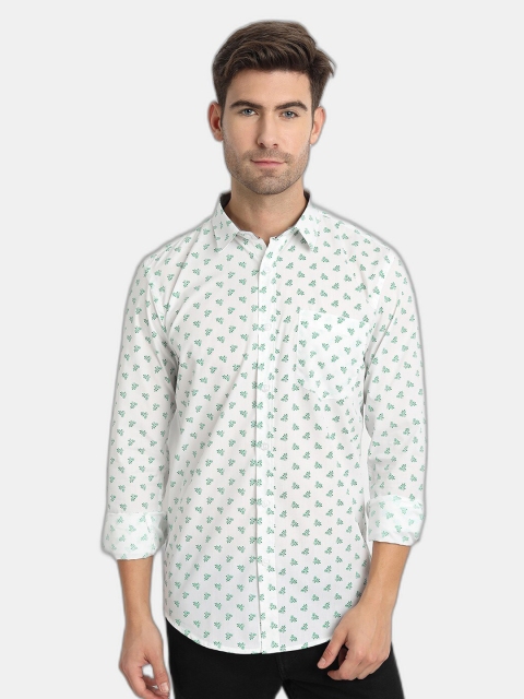 

SORATIA Men White Slim Fit Printed Casual Shirt