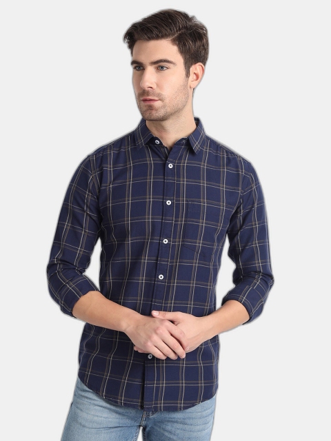 

SORATIA Men Blue Slim Fit Tartan Checks Checked Casual Shirt