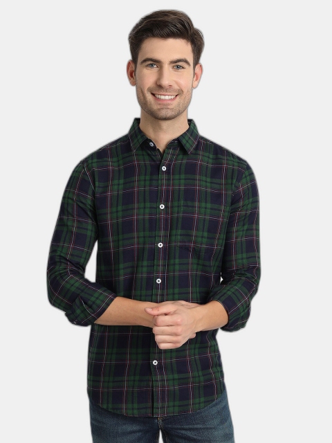 

SORATIA Men Green Slim Fit Tartan Checks Checked Casual Shirt