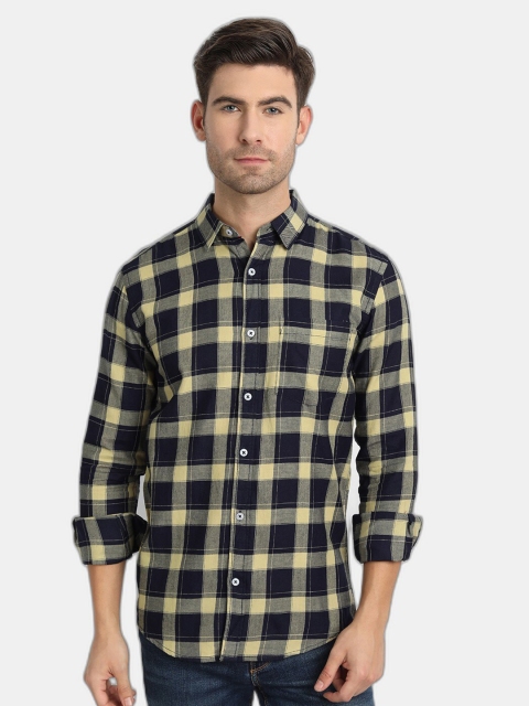 

SORATIA Men Lime Green Slim Fit Buffalo Checks Checked Casual Shirt