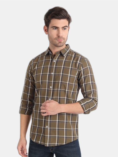 

SORATIA Men Coffee Brown Slim Fit Tartan Checks Checked Casual Shirt