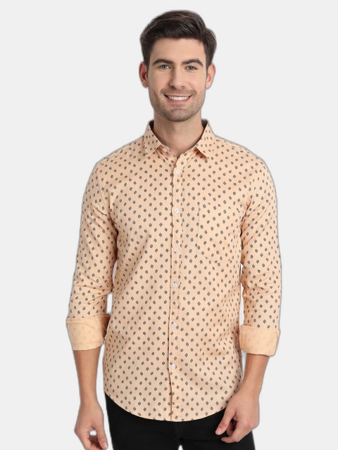 

SORATIA Men Orange Slim Fit Floral Printed Casual Shirt