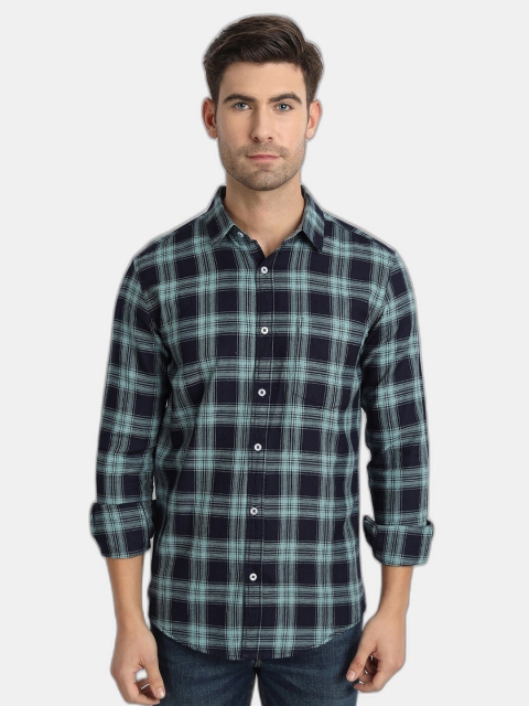 

SORATIA Men Sea Green Slim Fit Tartan Checks Checked Casual Shirt