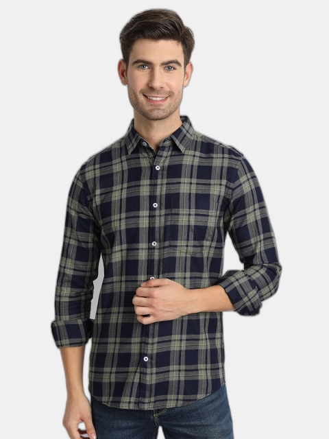 

SORATIA Men Grey Slim Fit Tartan Checks Checked Casual Shirt