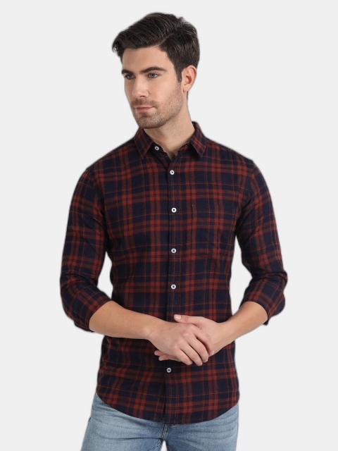 

SORATIA Men Red Slim Fit Tartan Checks Checked Casual Shirt