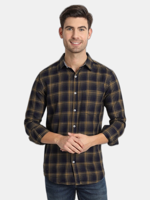 

SORATIA Men Brown Slim Fit Checked Casual Shirt