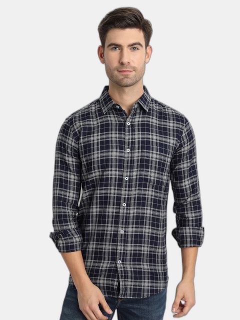 

SORATIA Men Grey Slim Fit Tartan Checks Checked Casual Shirt