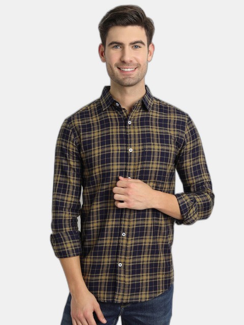 

SORATIA Men Yellow Slim Fit Tartan Checks Checked Casual Shirt