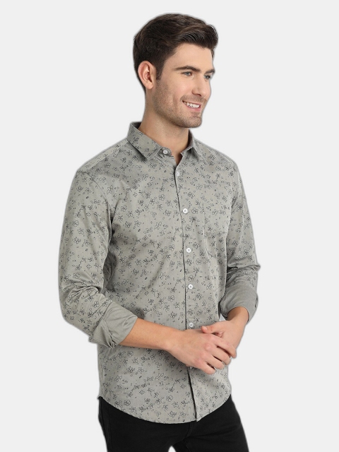 

SORATIA Men Grey Slim Fit Floral Printed Casual Shirt