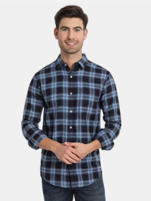 

SORATIA Men Blue Slim Fit Tartan Checks Checked Casual Shirt
