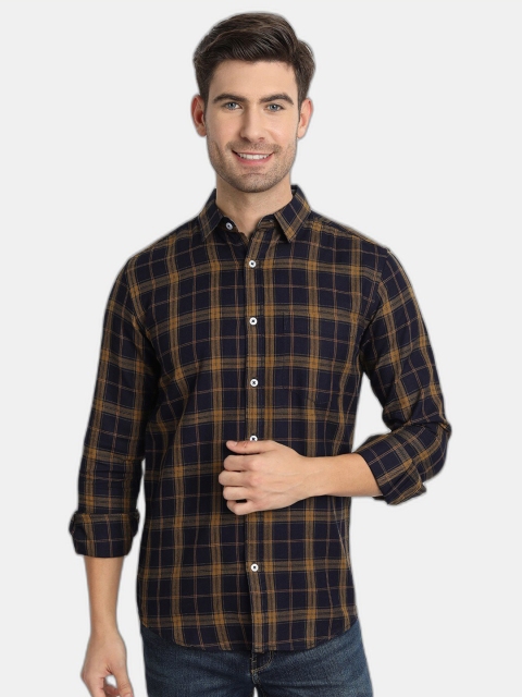 

SORATIA Men Brown Slim Fit Tartan Checks Checked Casual Shirt