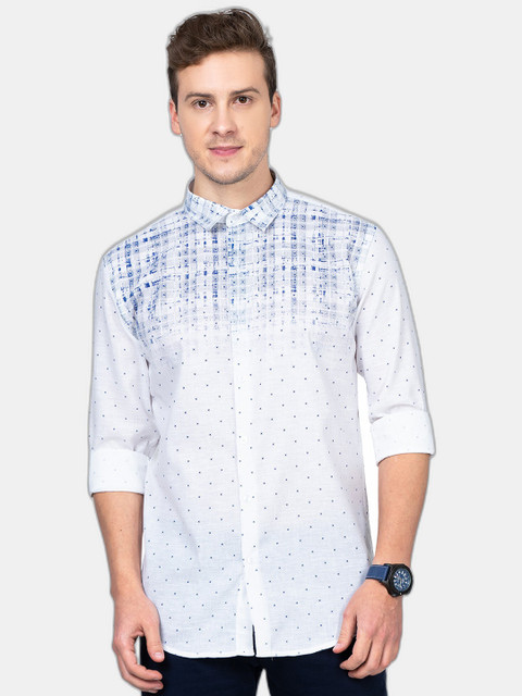 

SORATIA Men Blue Slim Fit Printed Casual Shirt
