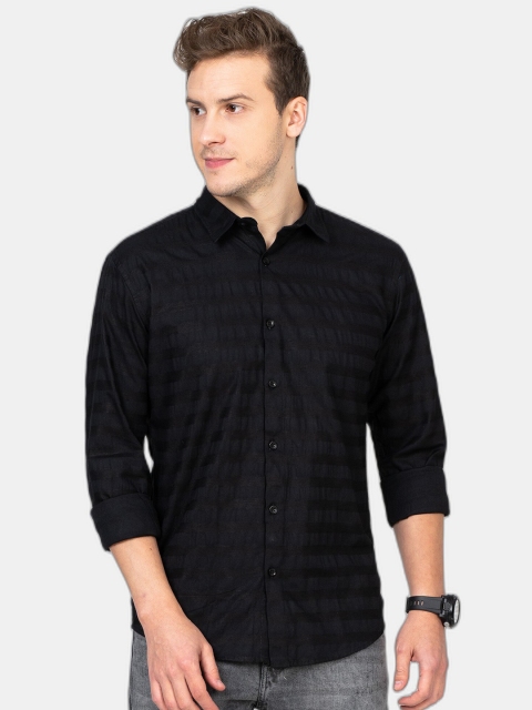 

SORATIA Men Black Slim Fit Checked Casual Shirt