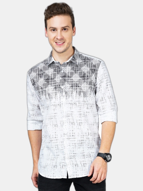 

SORATIA Men Black Slim Fit Printed Casual Shirt