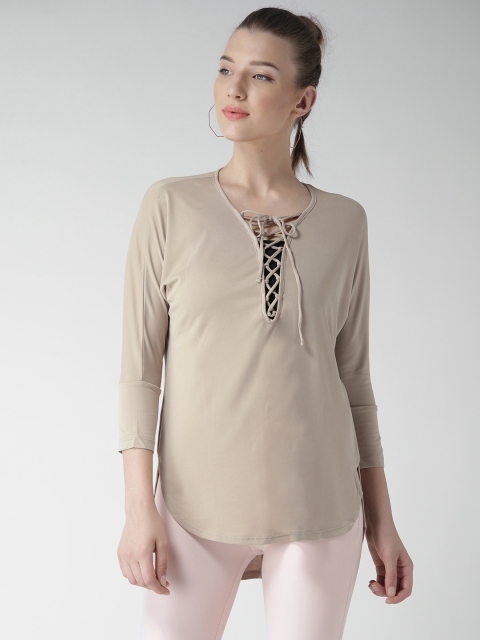 

FOREVER 21 Women Beige Solid Top