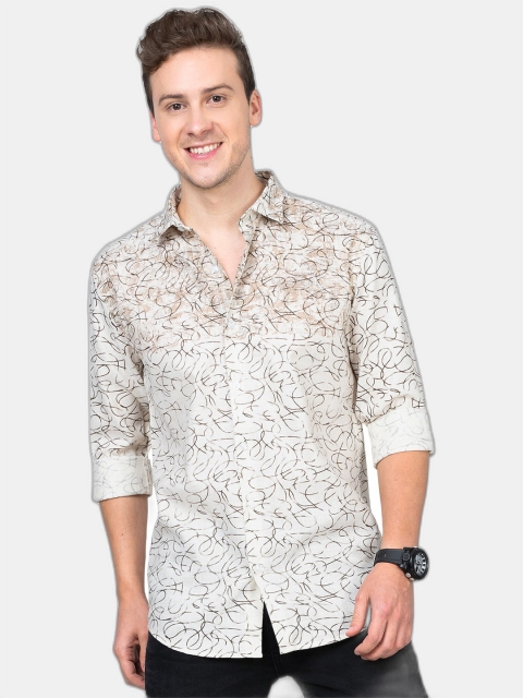 

SORATIA Men Brown Slim Fit Floral Printed Casual Shirt