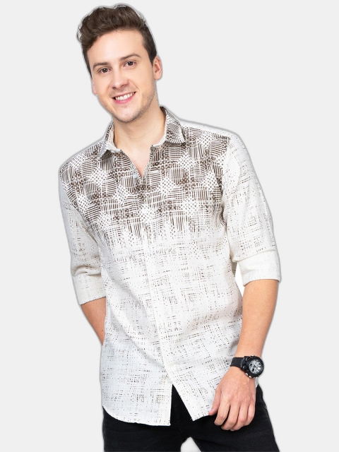 

SORATIA Men Brown Slim Fit Printed Casual Shirt