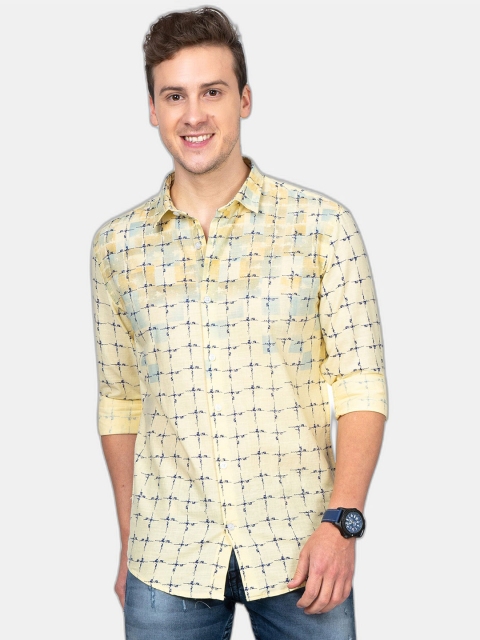 

SORATIA Men Lime Green Slim Fit Printed Casual Shirt