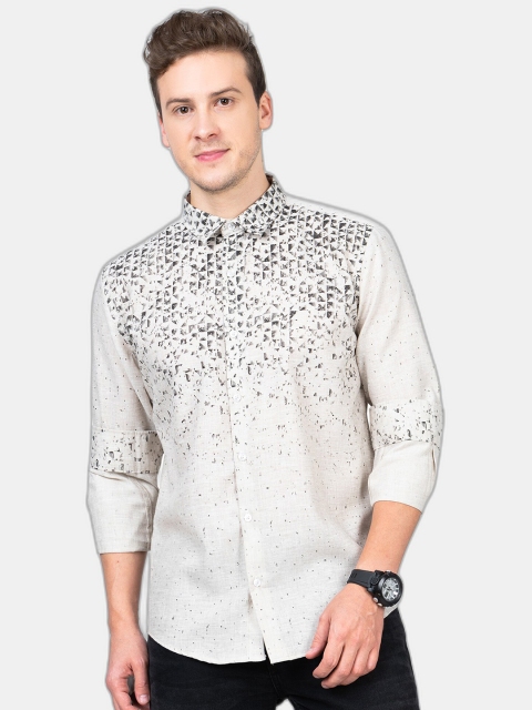 

SORATIA Men Grey Slim Fit Floral Printed Casual Shirt