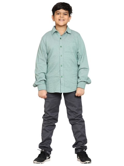 

KiddoPanti Boys Green & Grey Printed Shirt with Trousers