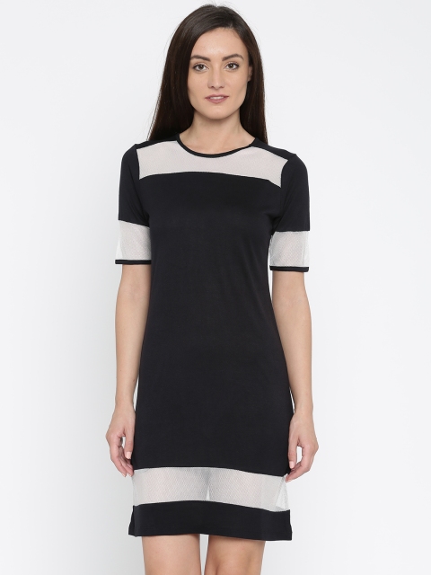 

DressBerry Women Black & White Colourblocked T-shirt Dress