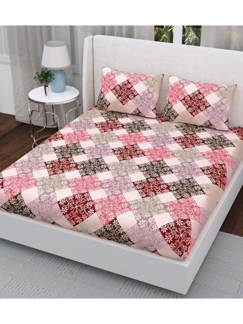 

Aura Pink & Red Floral 200 TC Queen Bedsheet with 2 Pillow Covers